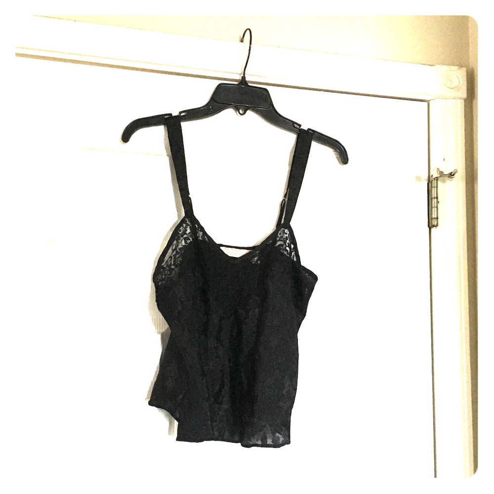 Vintage gold la el Victoria’s Secret black jacquard lacy camisole